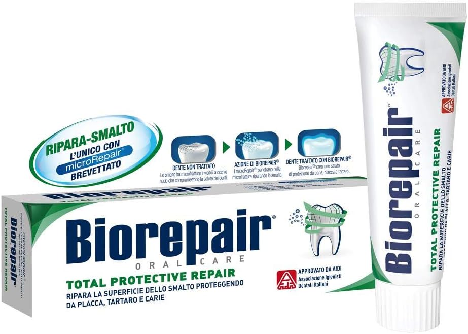 Biorepair: "Total Protective Repair" Toothpaste with microRepair * 2.5 Fluid Ounce (75ml) Tube * [ Italian Import ]