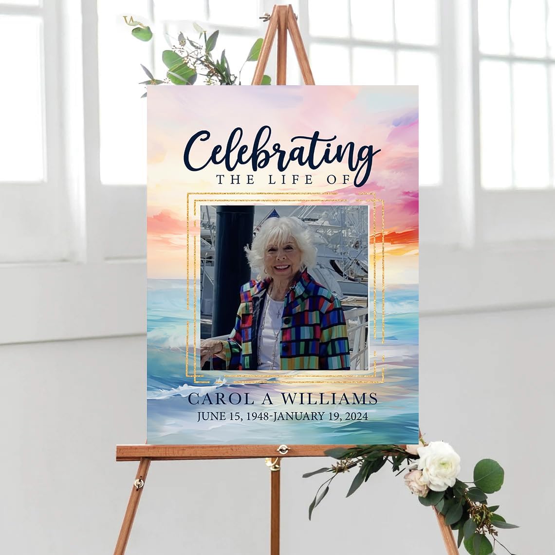 Personalized Funeral Sign Design, Memorial Sign, Happy Heavenly Birthday, In Memory of Sign, Memorial Birthday Sign, Plastic Sign Weatherproof, Printed Front & Back Options and Stand Option #99