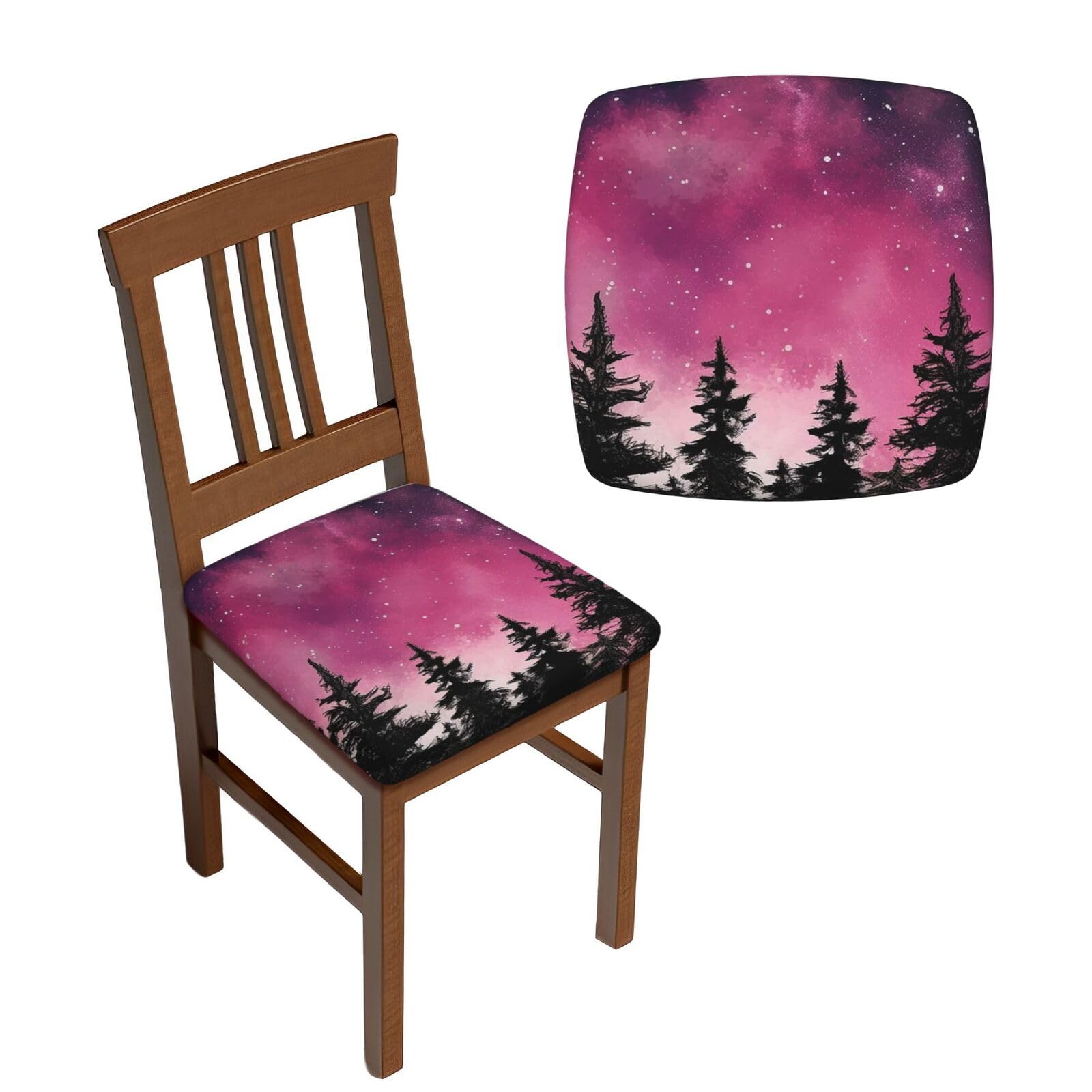 Housse de chaise extensible lot de 6 rose galaxie lavable pour cuisine