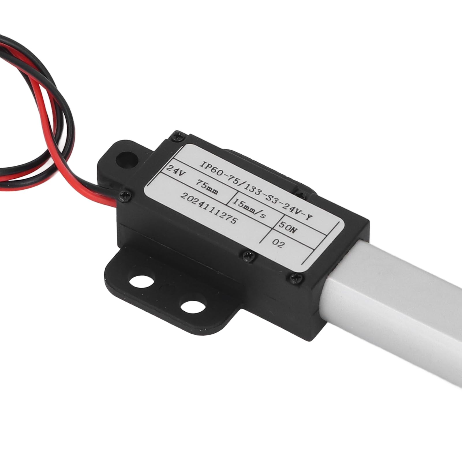 Mini Siłownik Liniowy Teleskopowy Elektryczny 24 V DC Automatyczny ze Skrzydełkami 15 Mm/s prędkość 75 Mm Skok 50 N Ciąg
