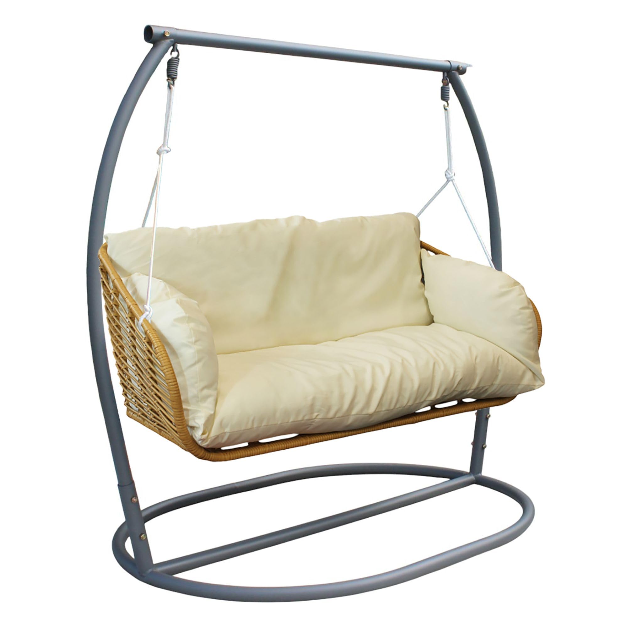Milani Home - dondolo da giardino due posti in metallo con struttura, beige, per terrazzo e veranda