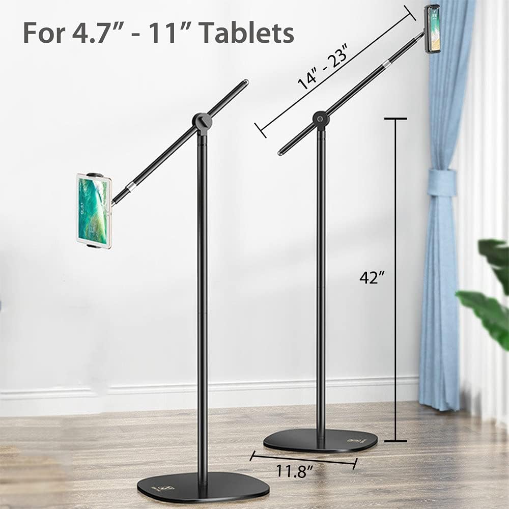 Bеѕt Prоmо Tablet Floor Stand Holder, Angle Adjustable Tablet Mount with 10.4lb Stable Base for Standing, Sitting and Bed Use, Compatible with iPad Pro 11 Inch AIR Mini, 4.7 - 11 Android Tablet Cell Phone