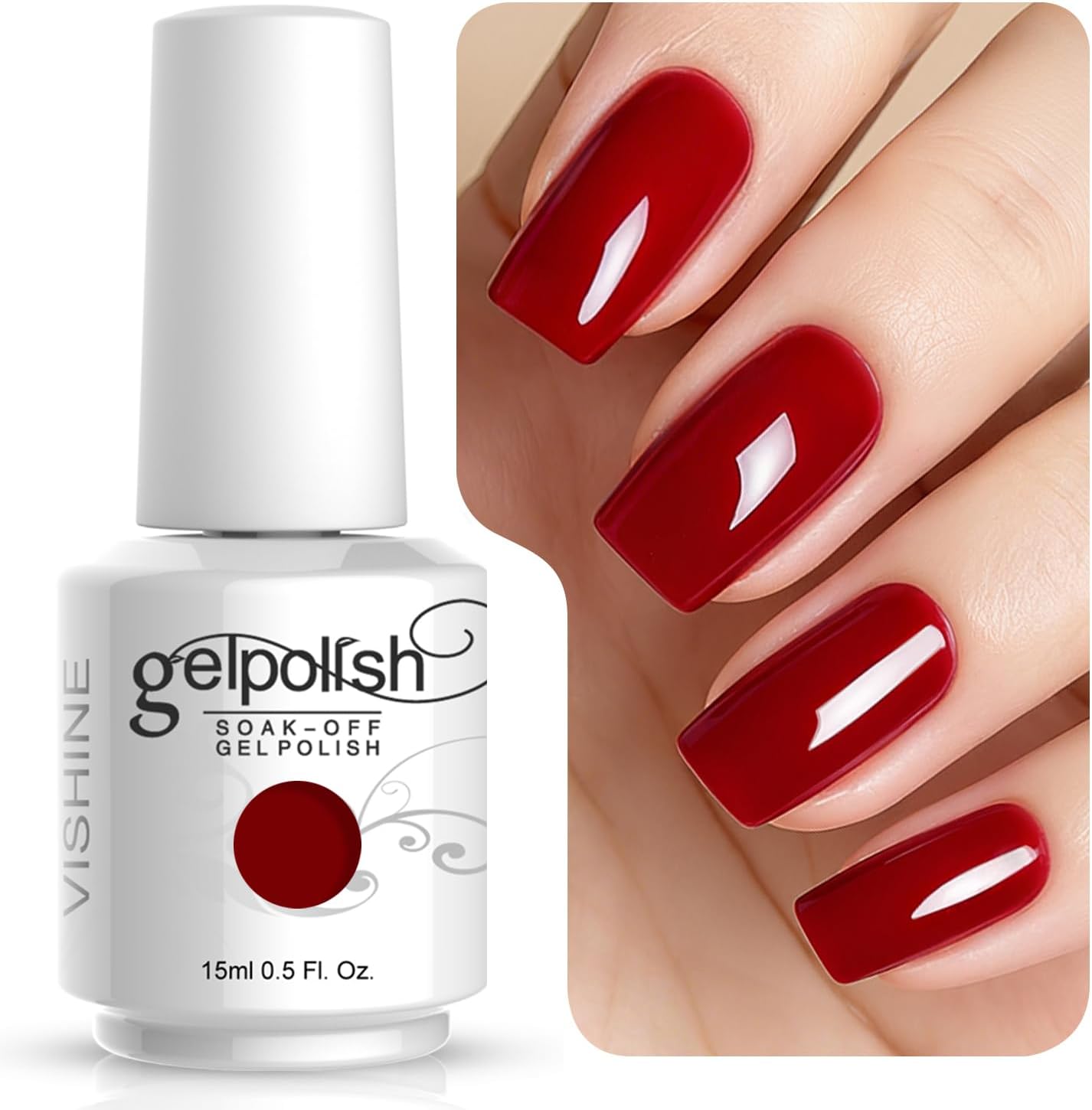 Gelpolish Professional Manicure Salon UV LED Soak Off Gel Nail Polish Varnish Color Blood Red(1337)