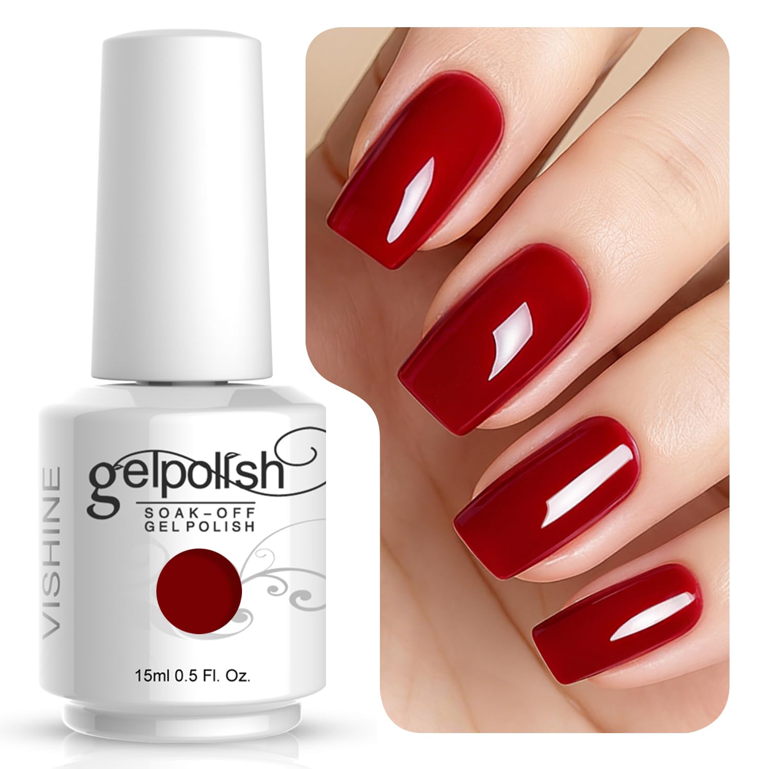 Vishine Gelpolish Professional Manicure Salon UV LED Soak Off Gel Nail Polish Varnish Color Blood Red(1337)