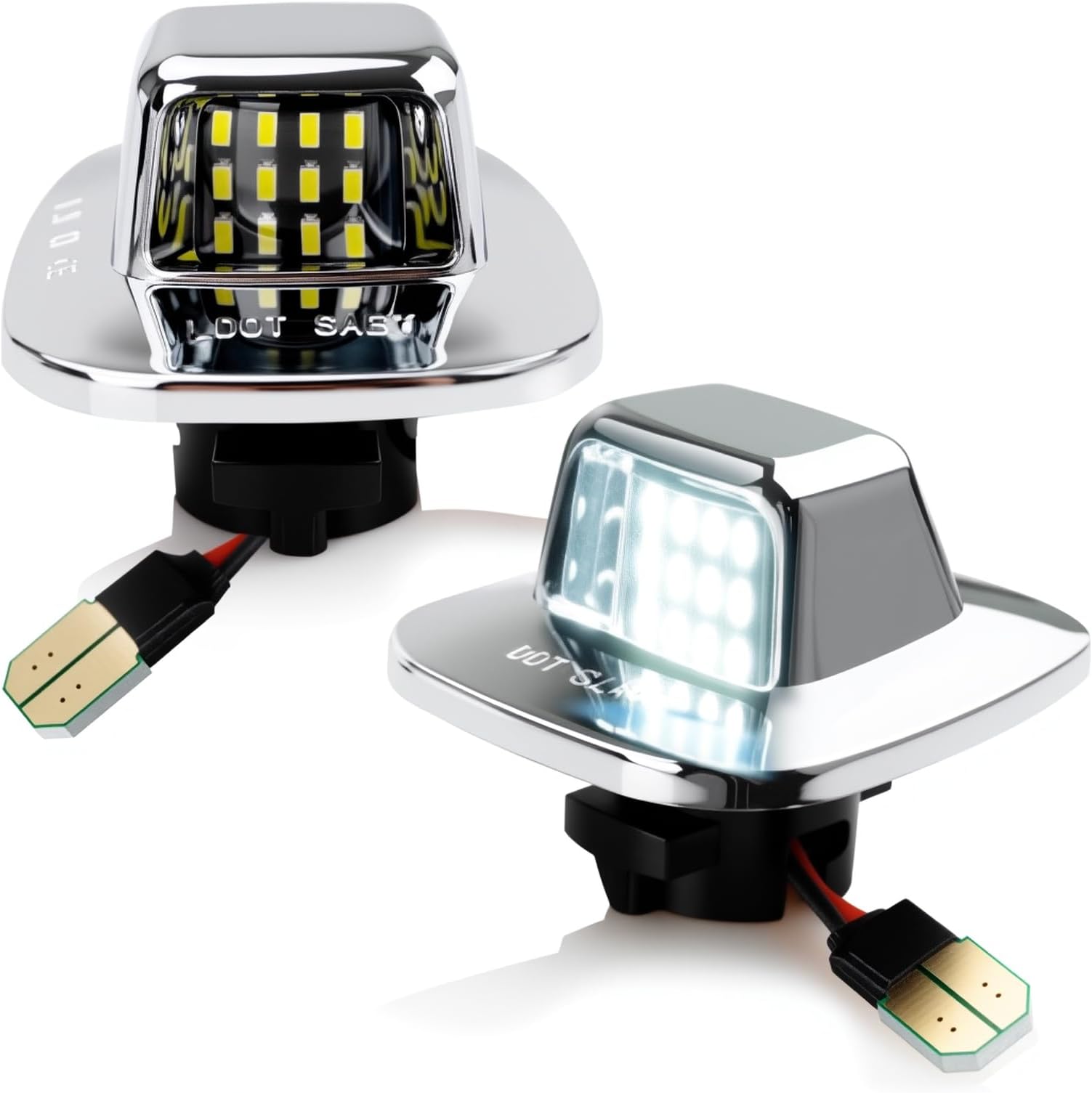 D-Lumina LED License Plate Light Tag Lamp Assembly Chrome Housing Compatible with 1988-1999 Chevy Silverado GMC Sierra C/K Series 1500 2500 3500 Suburban Blazer S10 Tahoe Yukon Sonoma S15, Pack of 2