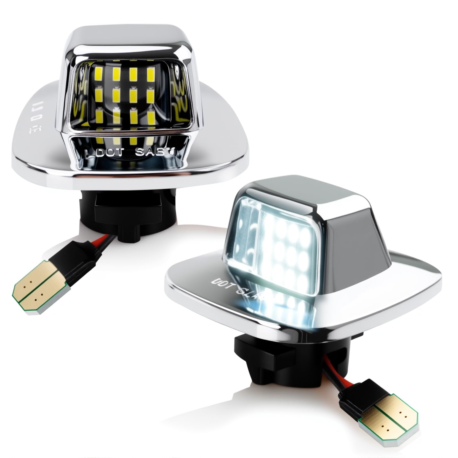 D-Lumina LED License Plate Light Tag Lamp Assembly Chrome Housing Compatible with 1988-1999 Chevy Silverado GMC Sierra C/K Series 1500 2500 3500 Suburban Blazer S10 Tahoe Yukon Sonoma S15, Pack of 2