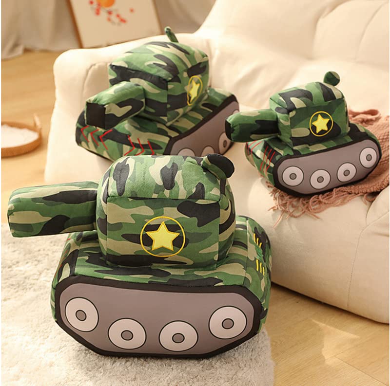 Image of Car Plush Toy Soft Stuffed Car Plush Pillow Toy CuteTractor Cartoon Throw Pillow Plushie Gifts for Kids Birthday Christmas Party (Tank)
