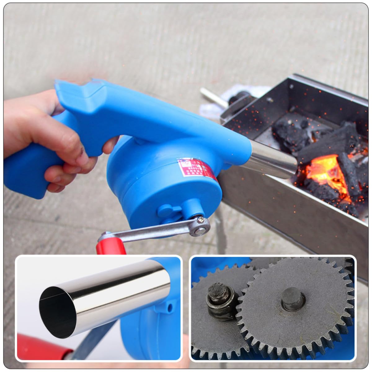 ABOOFAN Soplador Manual Herramienta Ligera y Fácil de Transportar Manivela para Barbacoa Material ABS para Acampadas y Picnics al Aire Libre