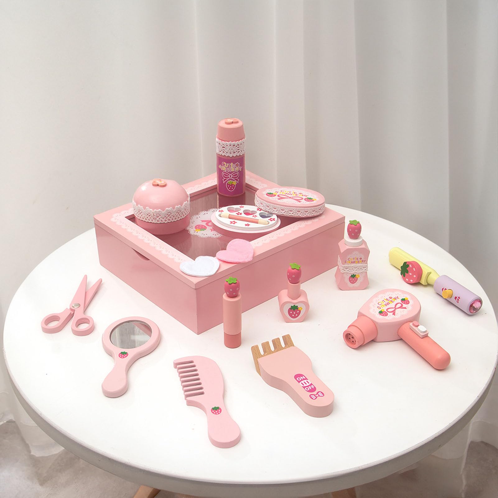 Set di Giochi di Trucco in Legno, Kit Cosmetico per Principessa Immaginaria