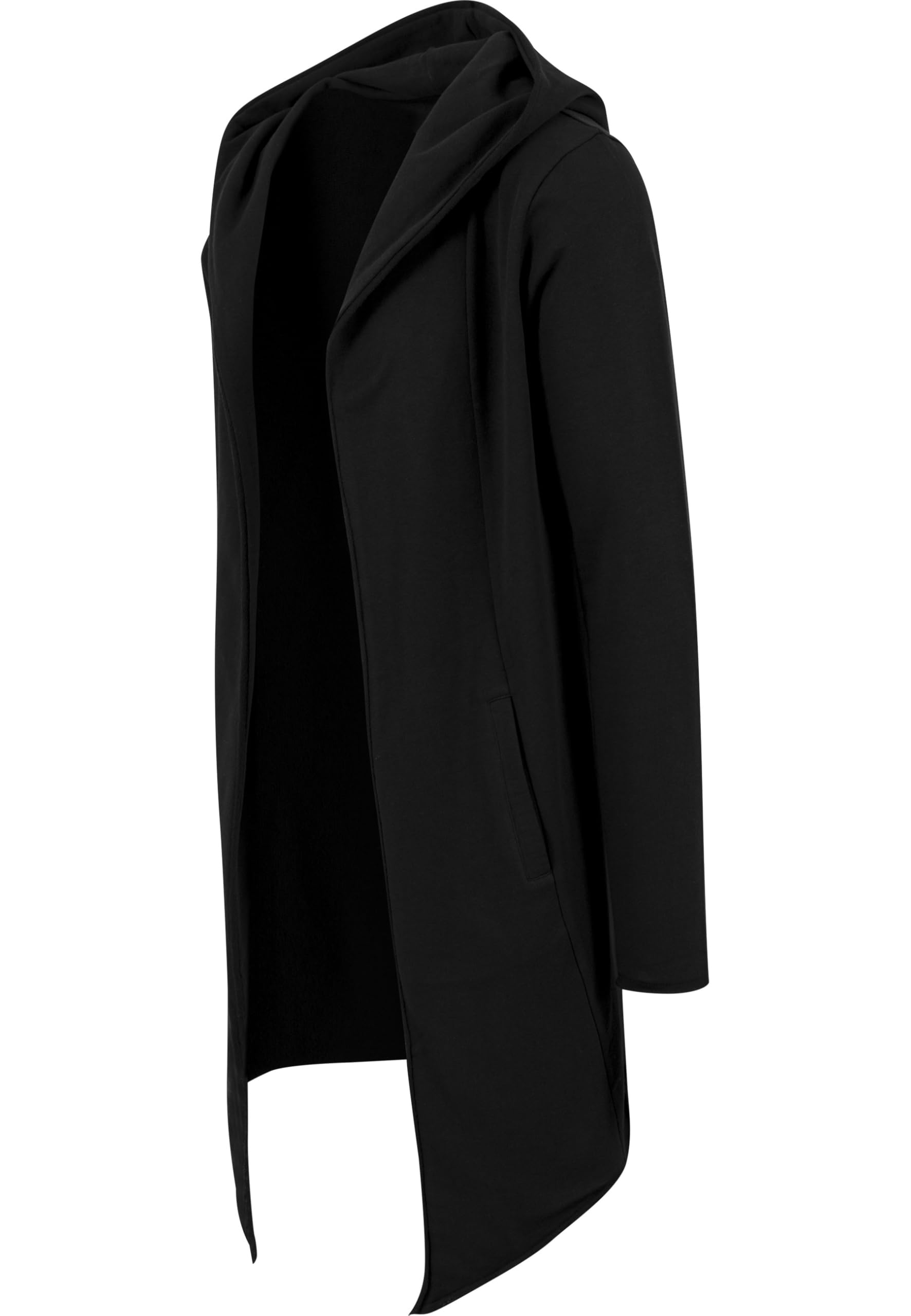 Urban Classics Męska kurtka Long Hooded Open Edge Cardigan, długa bluza z kapturem w wielu kolorach, rozmiary XS - 5XL, czarny, S