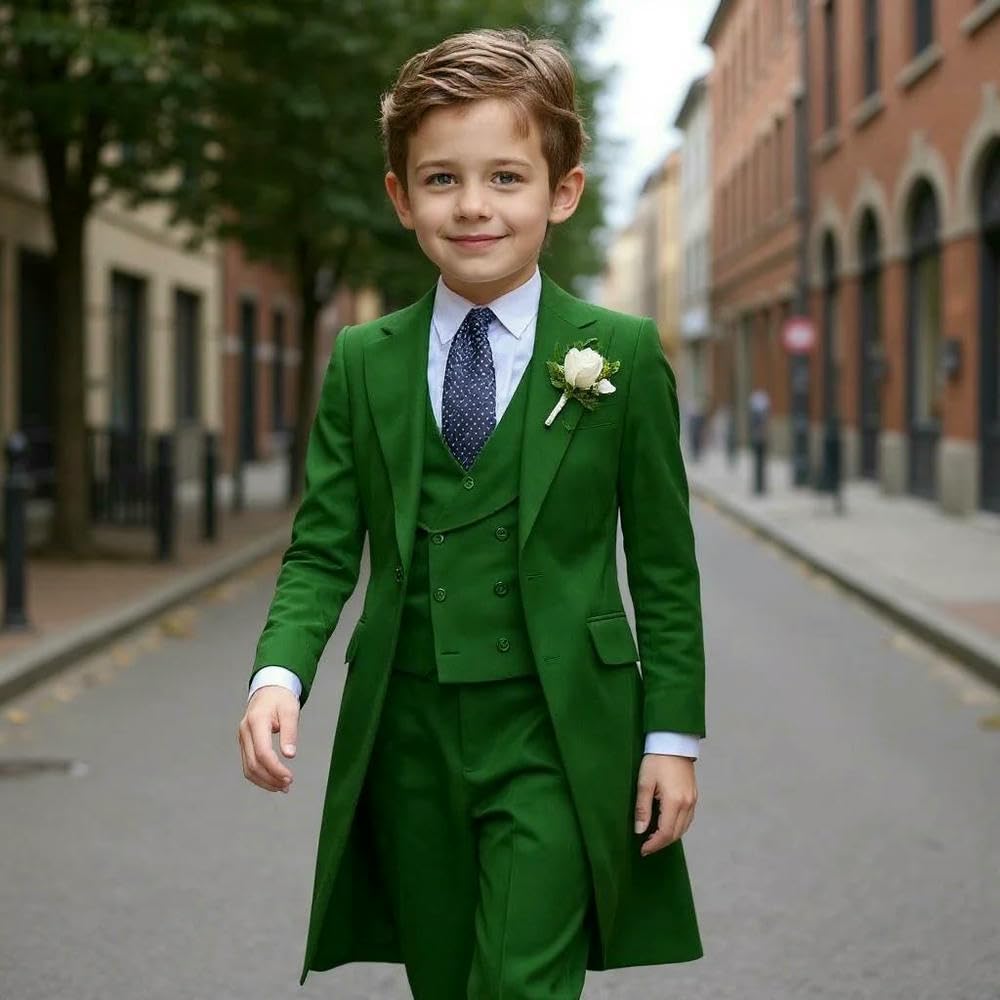 ZBDP - Completo formale per bambini dai 3 ai 16 anni, 3 pezzi, per matrimonio, smoking, gentiluomo, feste, completo per bambini, blazer, pantaloni e gilet