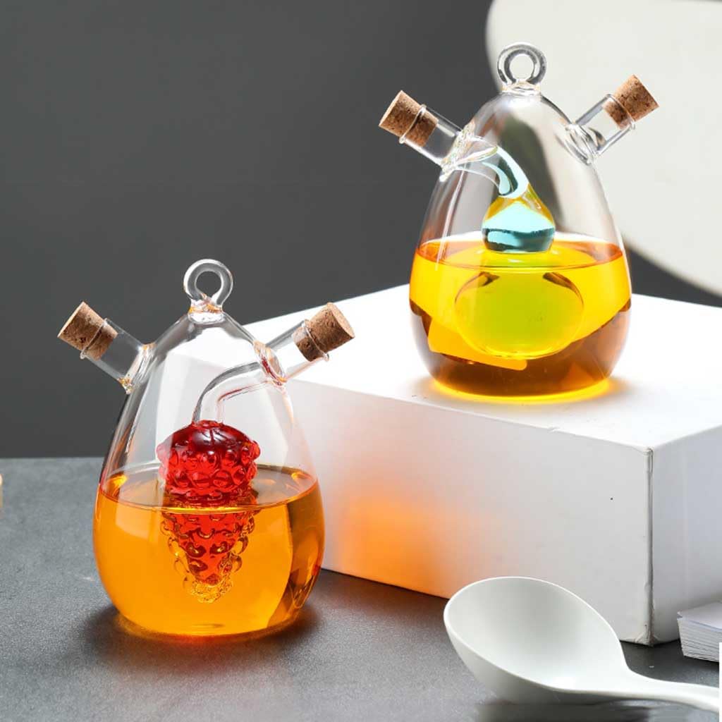 MRKU Öl- und Essigspender aus Glas, 2-in-1-Glasflasche für Öl und Essig zur vielseitigen Verwendung