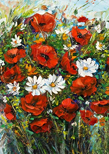 Txtains Abstract Poppy Daisy Flowers Painting Spring Summer Nature Art Garden Flag 12 X 18 Inch Double Sided Yard House Outdoor Banner Decor #TOP5
