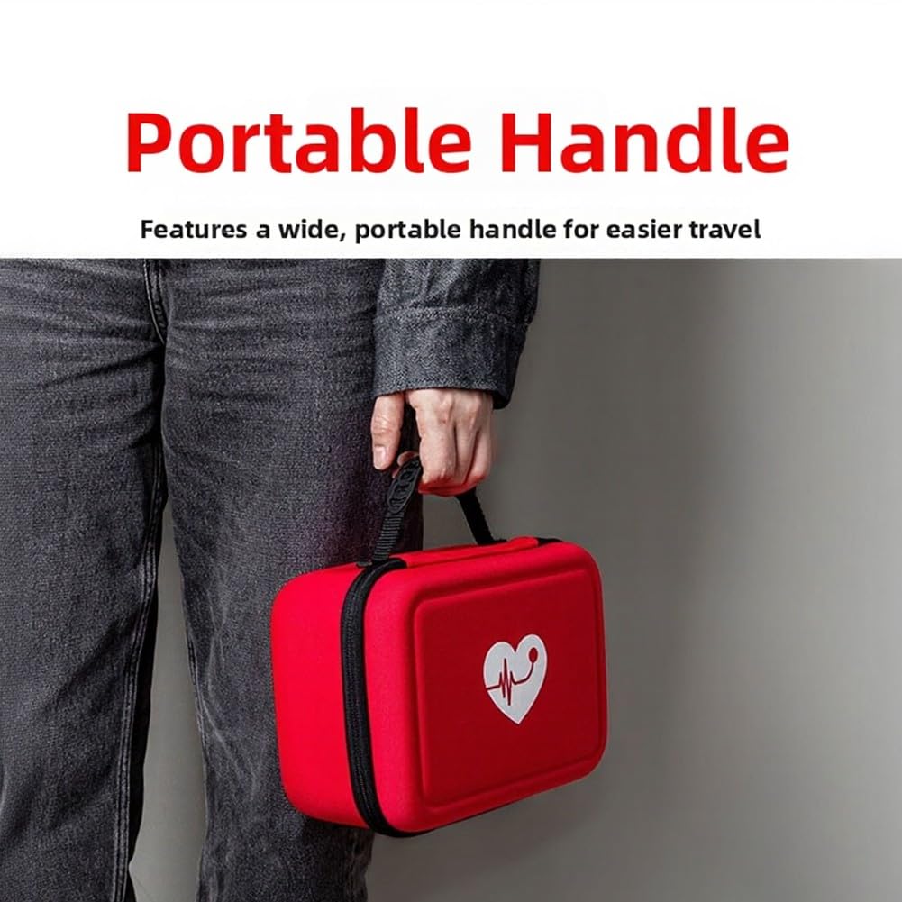 EasyByMall Bolsa de almacenamiento multifuncional para monitor de presión arterial y medidor de glucosa, funda rígida de EVA con separadores ajustables, organizador repelente al agua y a prueba de