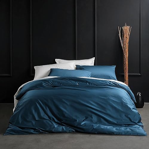Juego de funda de edredón de algodón egipcio de color sólido, ropa de cama de lujo de alta densidad de hilos de fibra larga, tejido satén, sedosa,