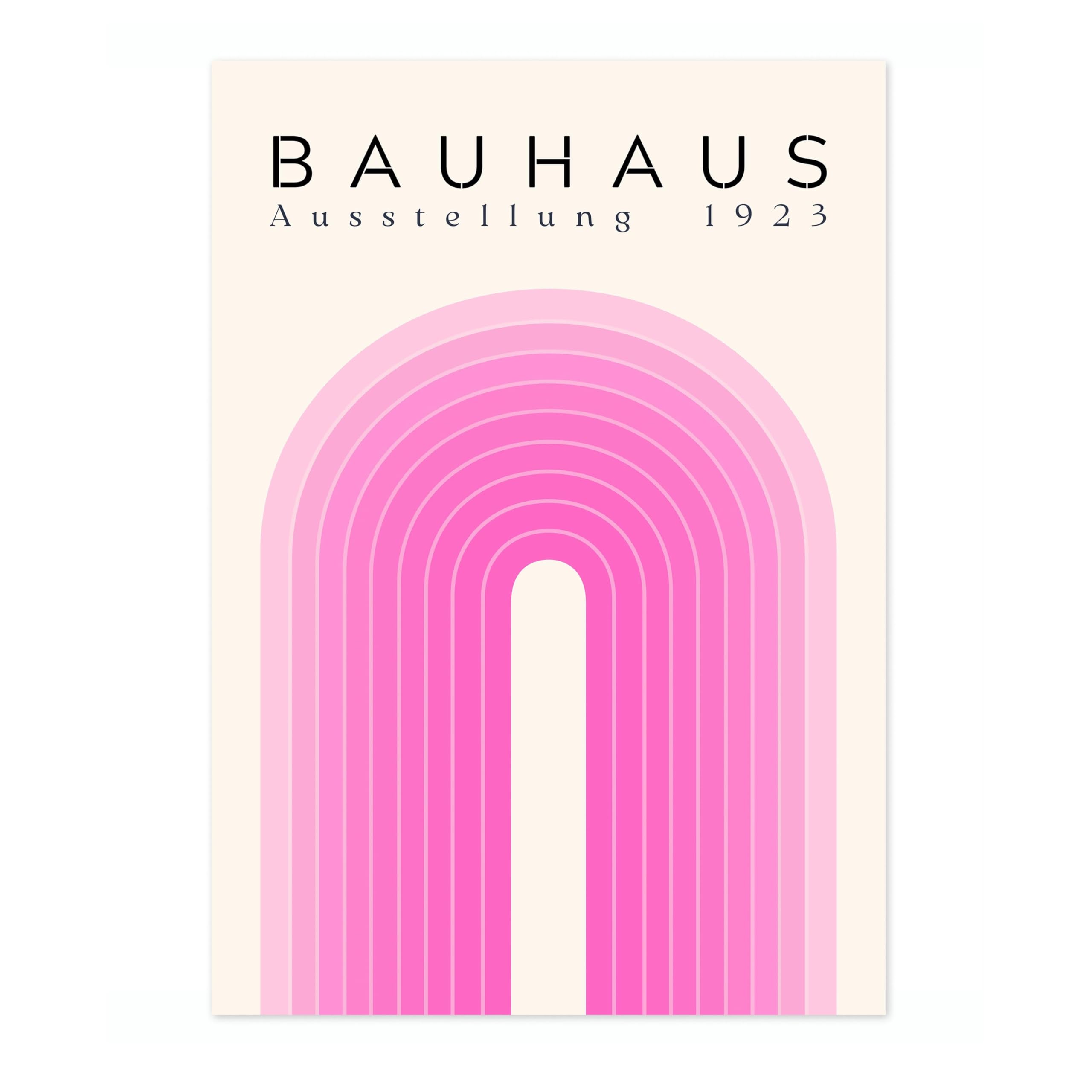 Pink Arches Bauhaus Poster Mid Century Modern Wall Decor Print, Abstract Geometric Wall Art Boho Abstract Artwork Architecture, Archival Matte, A4 (Print Only) - 29.7x21cm