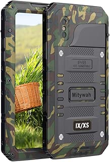 Mitywah Shockproof Case Compatible with iPhone X/XS,Waterproof Full Body Protective Cover with Impact Resistant Aluminium Alloy,Strong Military Defender Heavy Duty Metal Shell for Outdoor, Camouflage - coolthings.us