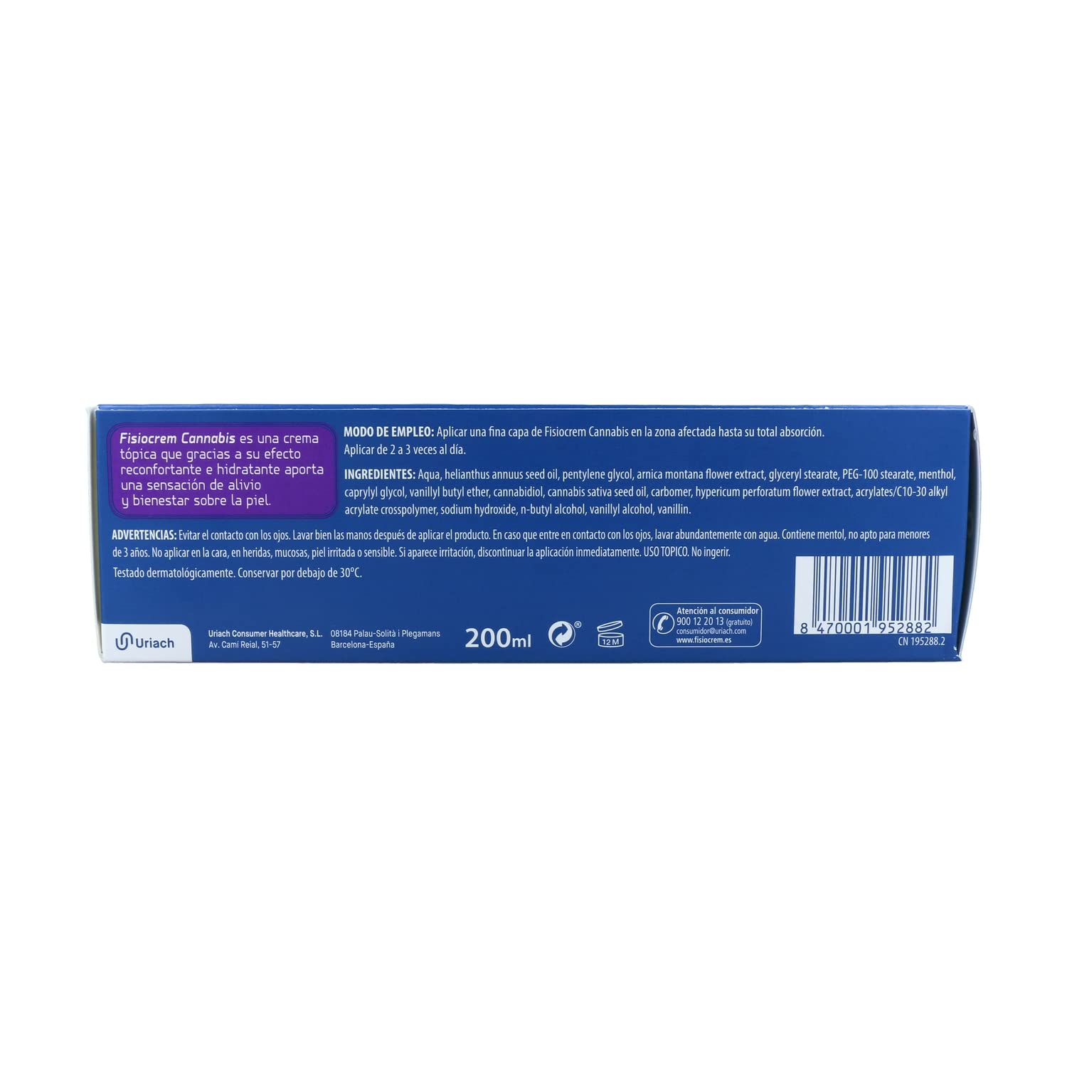 Fisiocrem Cannabis 200 ml | Crema Corporal con CBD, Árnica e Hipérico | Efecto Calor y Confort | Hidratación y Bienestar Diario