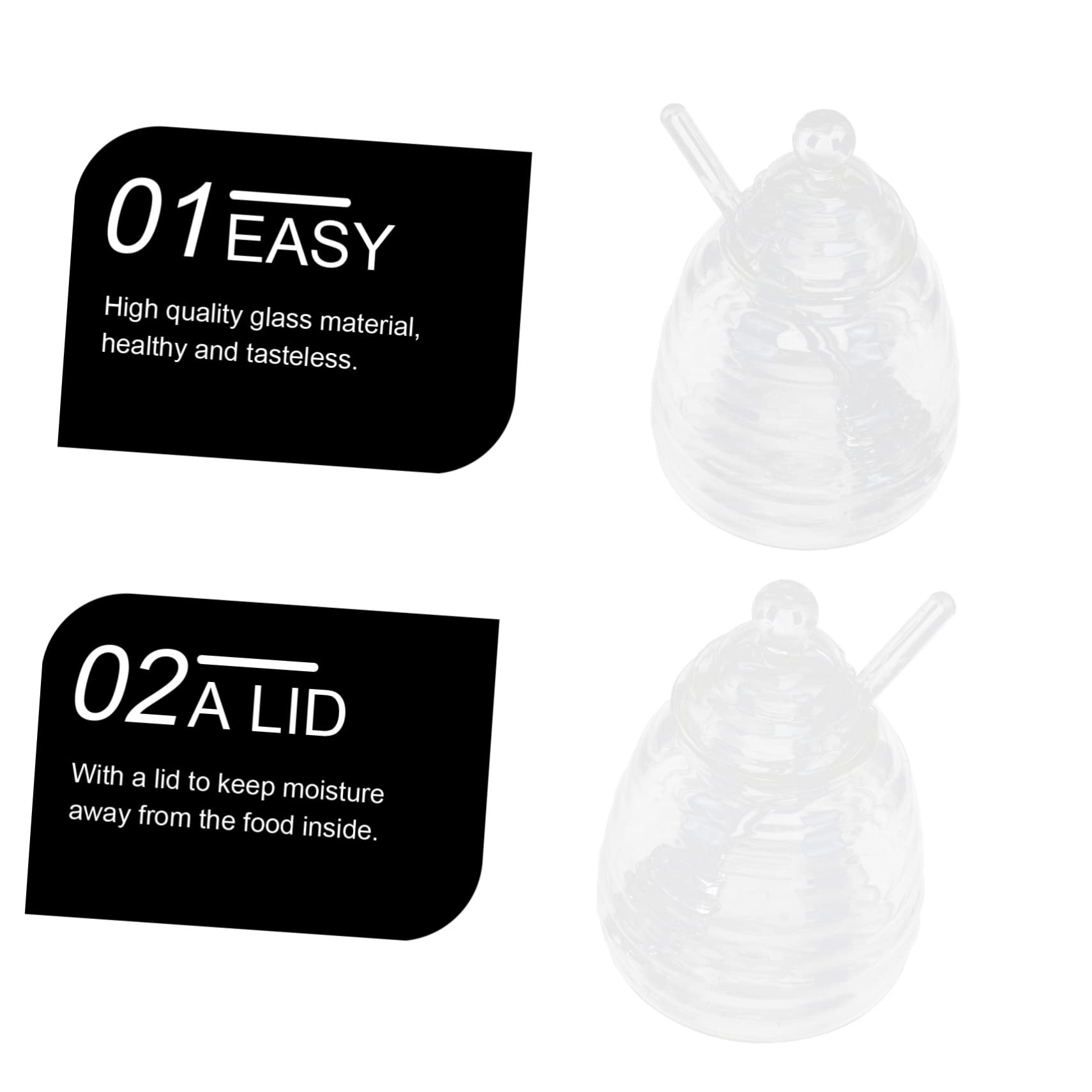 BIUDECO 1Set with Stirring Bars Transparent Honey Pot for Kitchen Storage Spice Storage Bottle for Honey Lovers and Odor Prevention