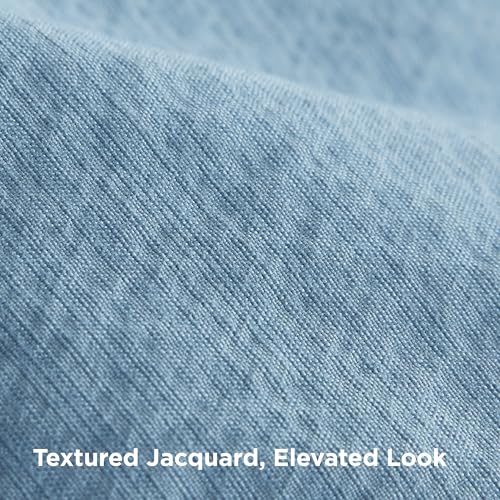 Image of Bedsure Textured Duvet Cover Queen Size - Cotton-Like Polyester Jacquard Duvet Cover Set for All Seasons - 3 Pieces Ultra Soft Bedding Set with 2 Pillow Shams, NO Comforter (Blue, Queen, 90 inchx90 inch)