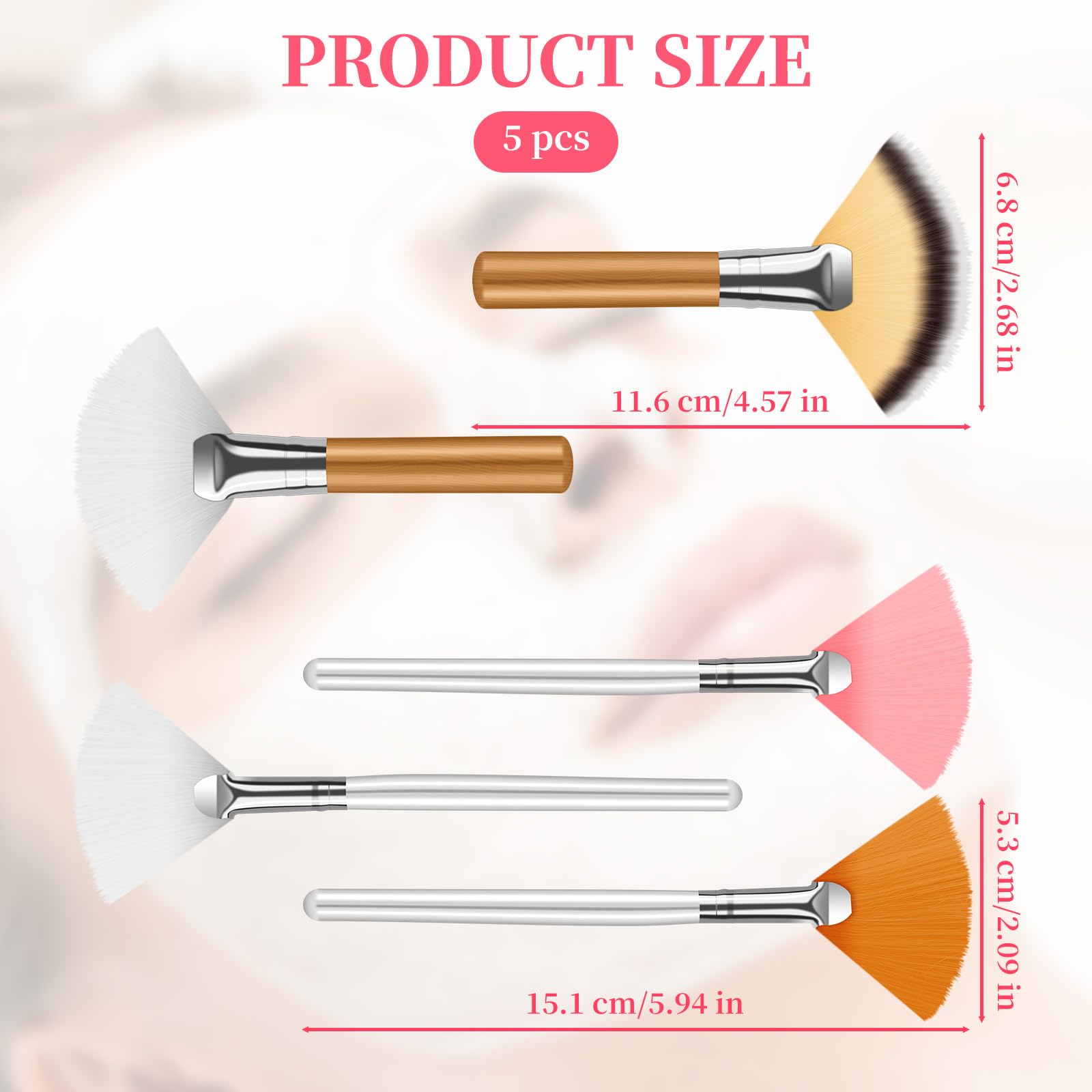 5 PCS Fan Brushes for Facial Face Mask Applicator, Multi-size Face Mask Brush Set Soft Facial Brushes Esthetician Makeup Brushes, Face Makeup Tools for Women Girls Mud Clay Mask Makeup Peel (5 Colors)