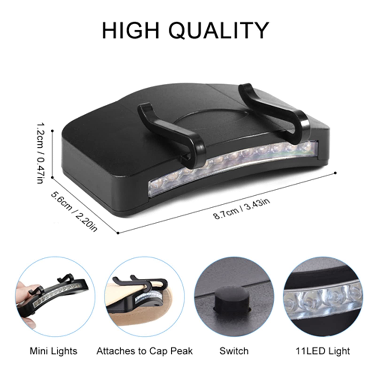 11 LED Caplight for Night Fishing, Camping, Hiking - Compact, Lightweight Bright Illumination with 11 LED Caplight