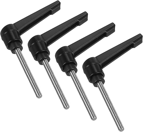 Miniatura 123 de uxcell 4 manijas de palanca de sujeción, perno macho roscado de acero al carbono de óxido negro M8 x 0.59 pulgadas, asas ajustables de bloqueo