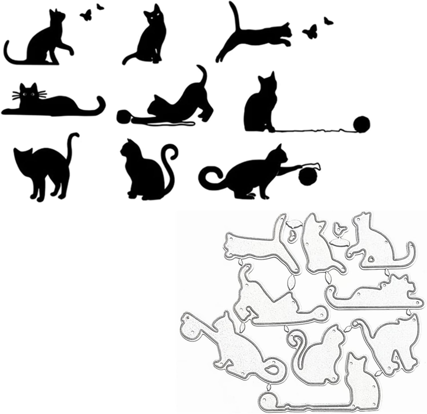 9pcs Cats Frame Metal Die Cuts,Cats Cute Animal Cutting