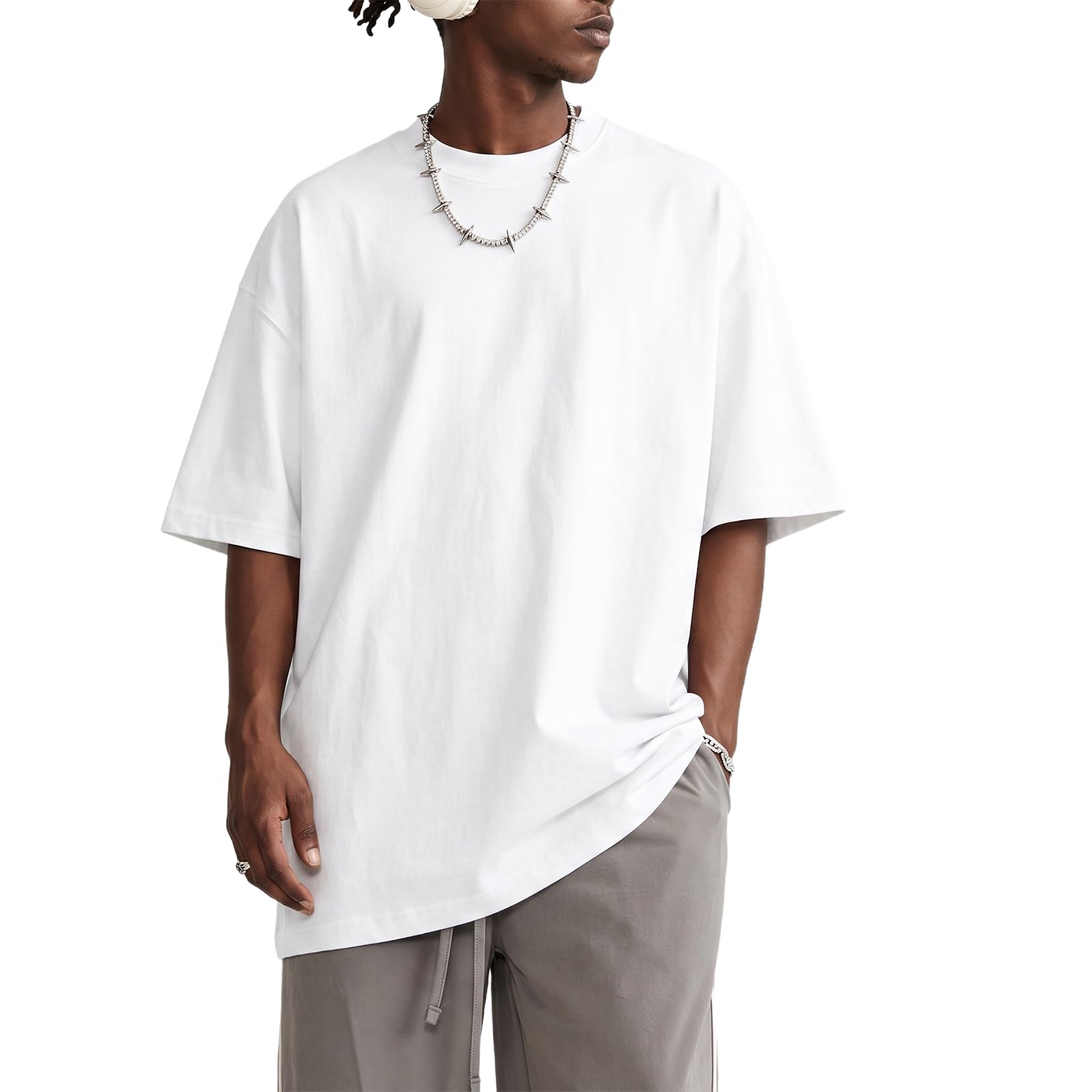 Oversized Tshirts for Men Acid Wash Crewneck Cotton Graphic Tees Basic Short Sleeve Loose…