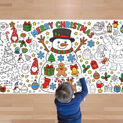 Image of OHOME Christmas Crafts for Kids - Xmas Giant Coloring Poster /Tablecloth