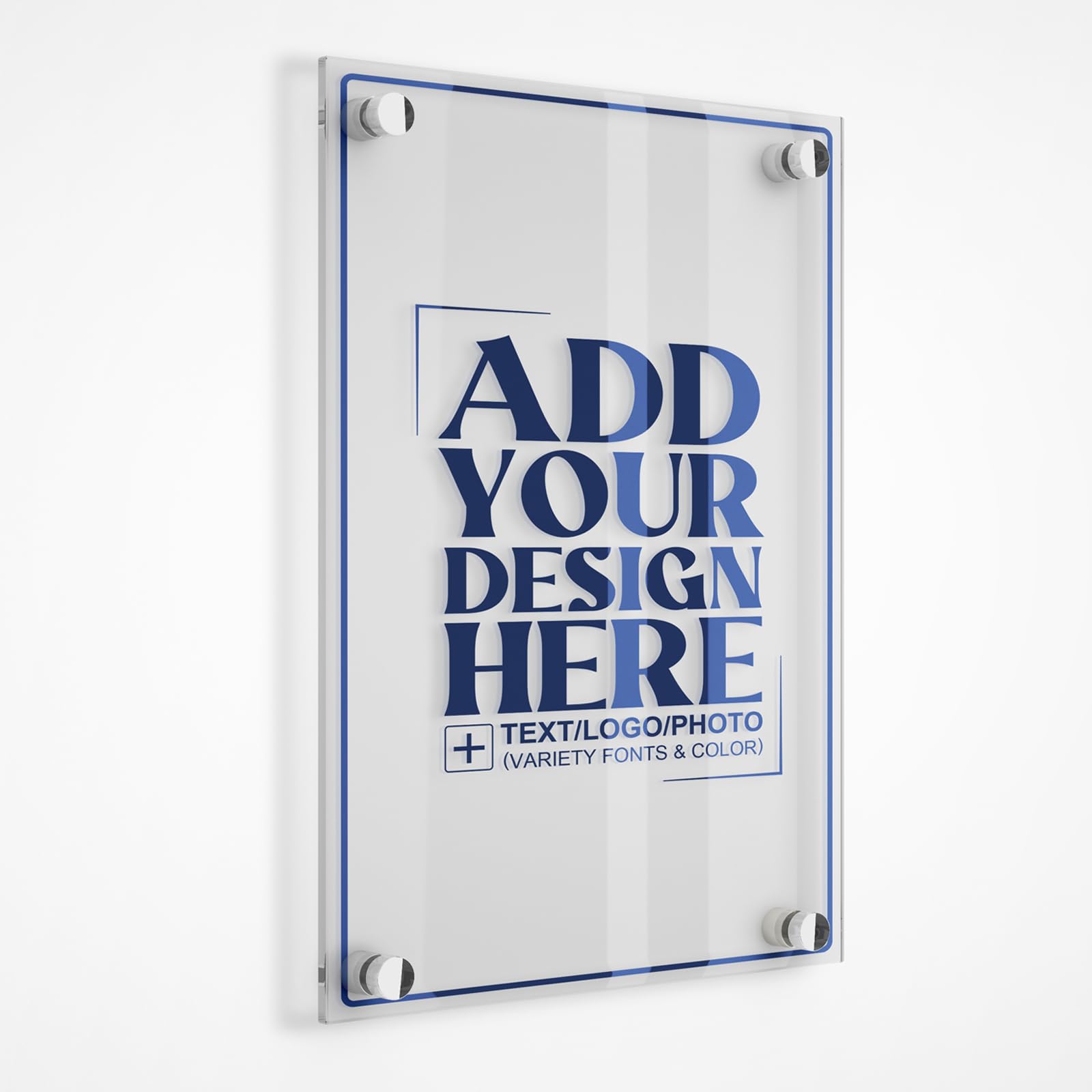 Custom Floating Acrylic Business Sign - Personalized Plaque with Printed Logo & Address - Stylish Signage for Office or Store - Multiple Size Options
