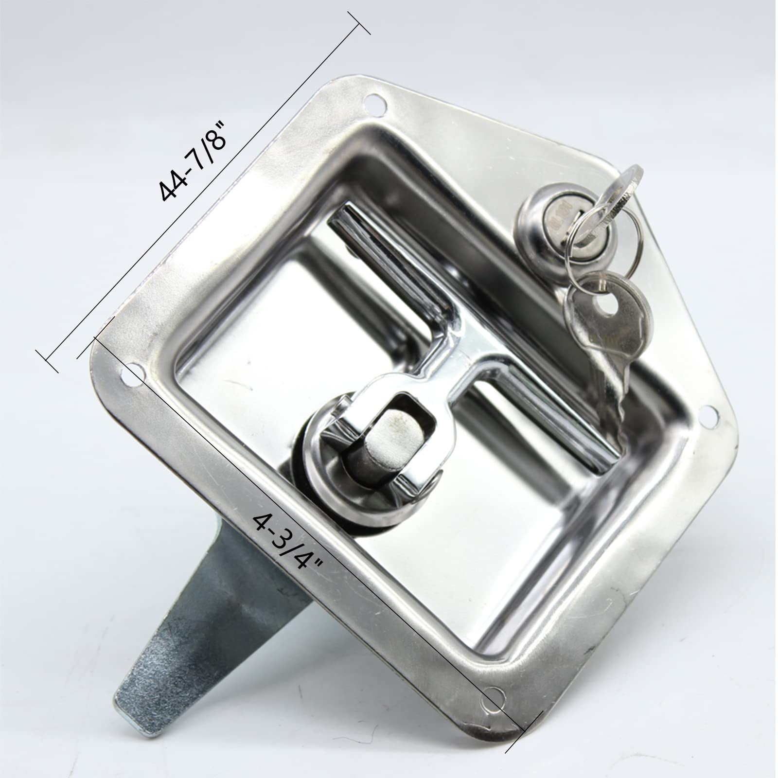 4 Unidades T manija caja de herramientas cerradura, acero inoxidable plegable en forma de T herramientas de bloqueo con 2 llaves para camión remolque caja de herramientas