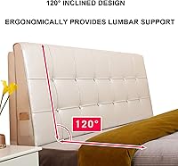 Vista 5 de Almohada tapizada con botones de cuero para cabecero King, respaldo de lectura, soporte lumbar, almohada de cuña para sofá cama, litera con funda