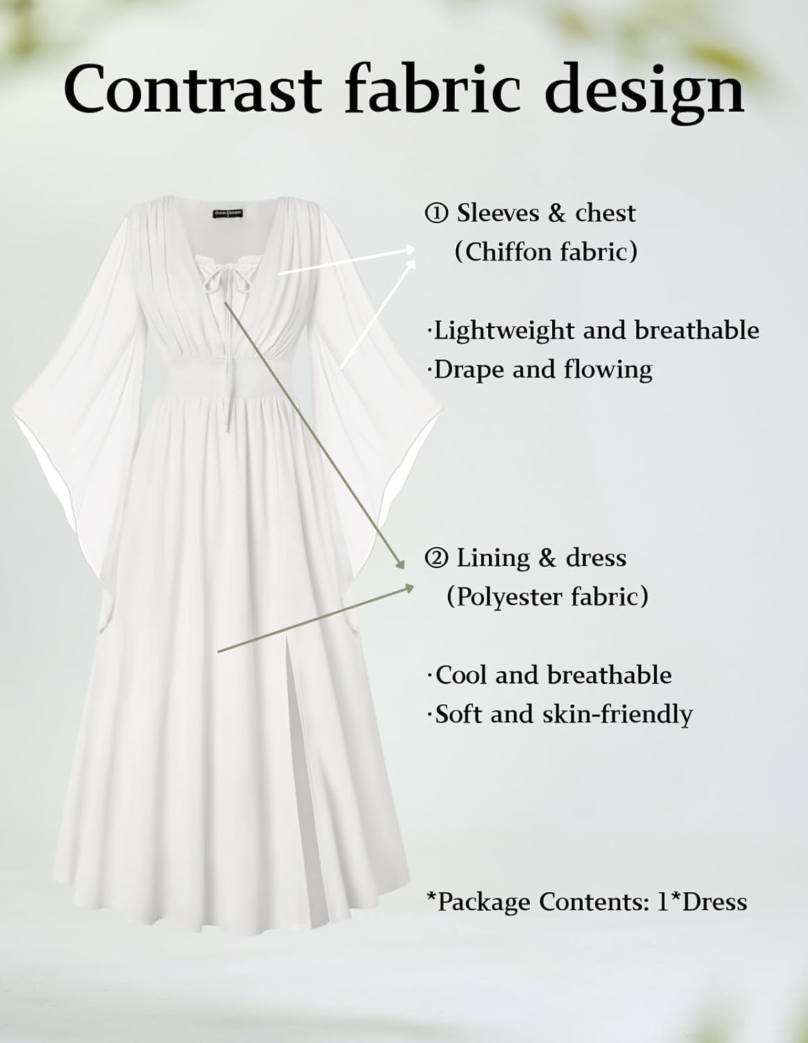 SCARLET DARKNESS Renaissance Dress Women Bell Sleeve Fairy Dresses Witch Costume Split Maxi Dress with Pockets