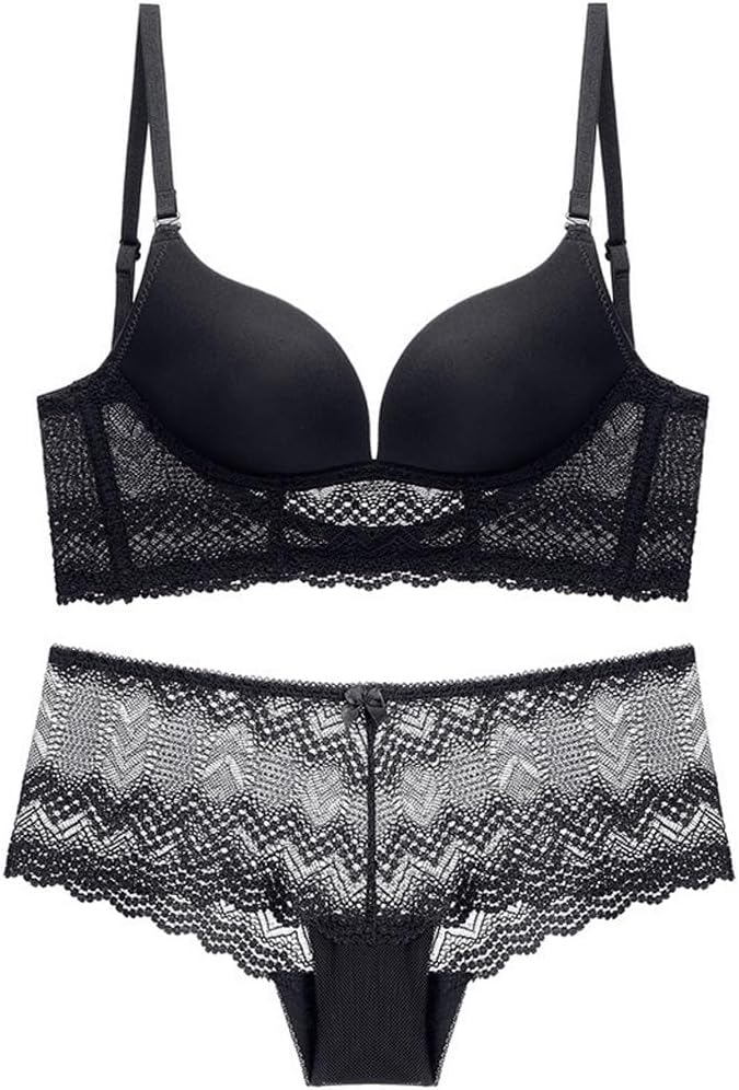 Women's U-shaped Underwire Underwear Invisible Large Backless Bra Smooth Traceless Small Push-up Set