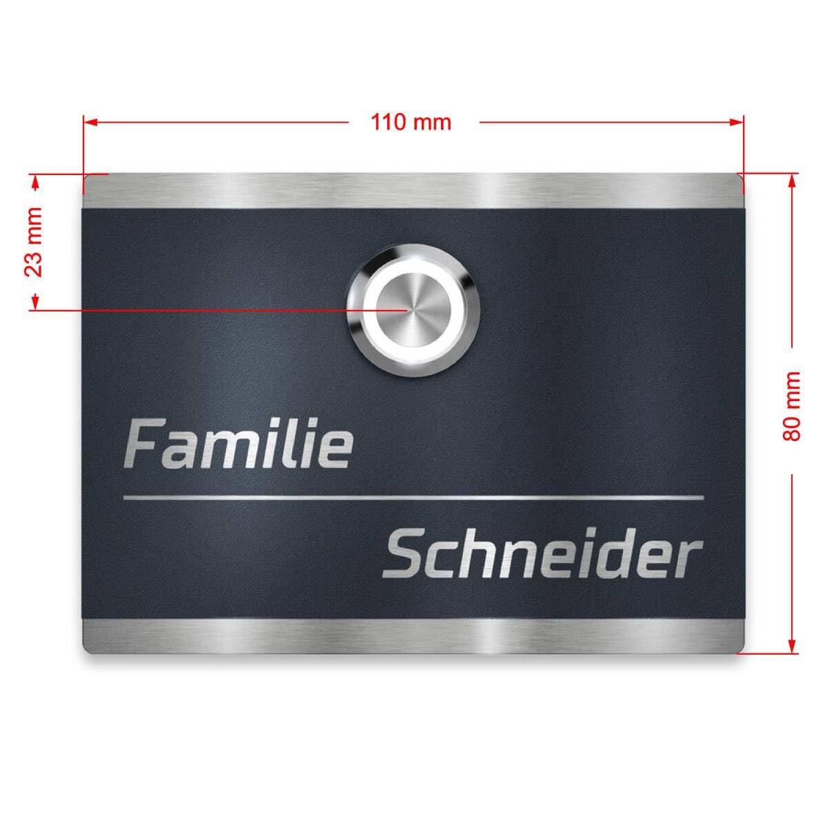 Placca Campanello Da Esterno In Acciaio Inox - Con Targhetta Illuminata, Personalizzabile, Made In Germany - Foto 2