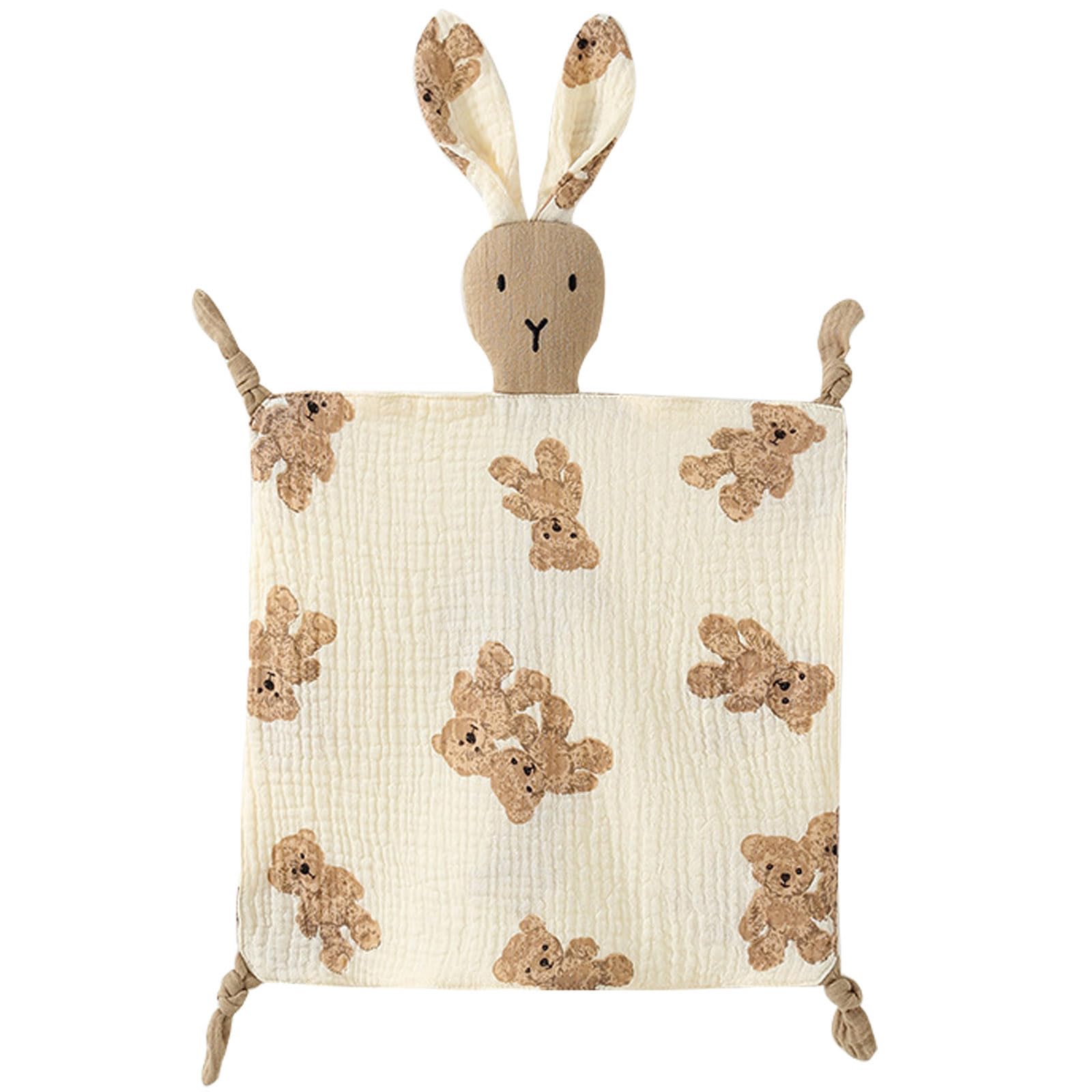 Manta de muselina de algodón orgánico, manta de seguridad de conejito de muselina de algodón orgánico, suave y transpirable, regalo para bebés para niños y niñas