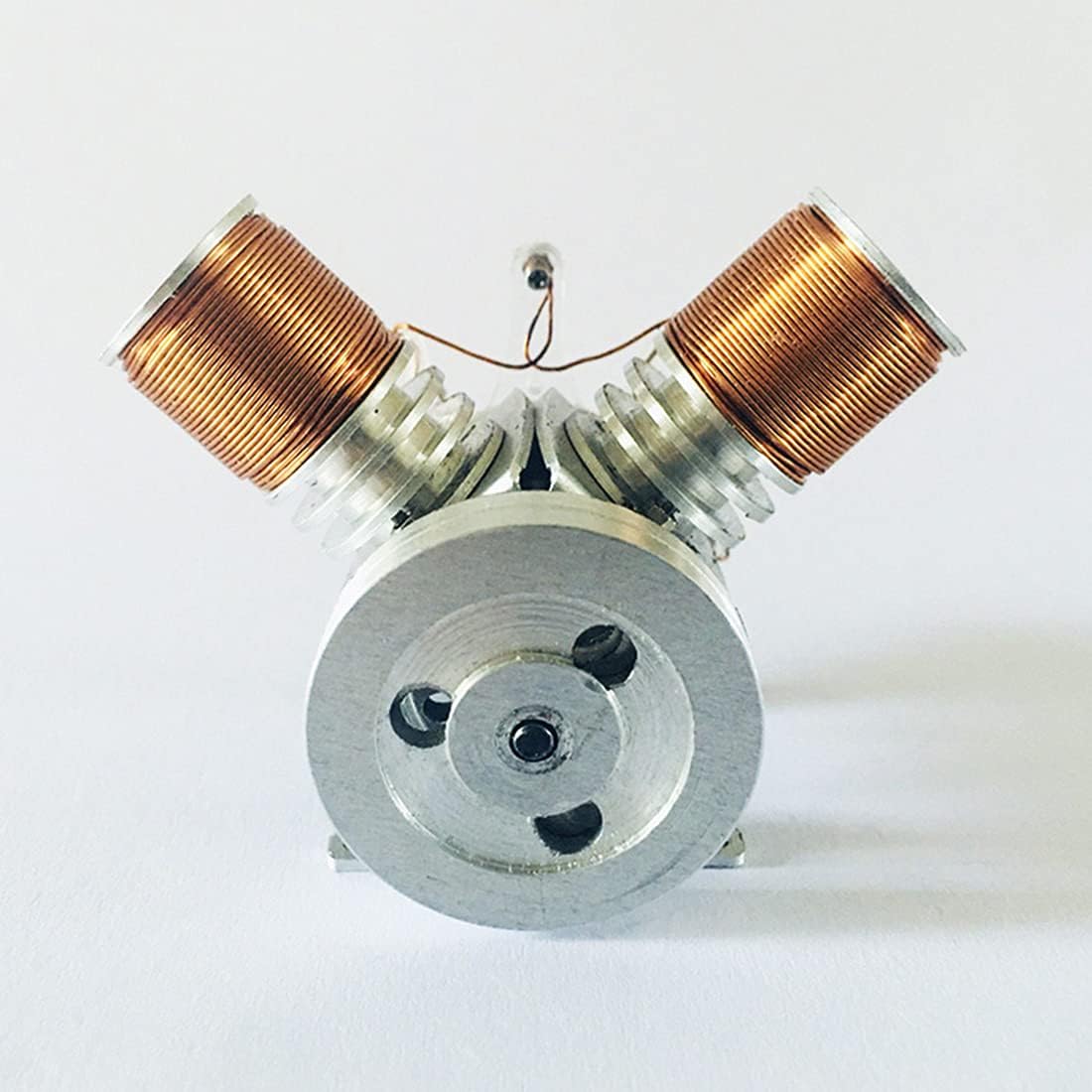 Metal Mini V Type Double-Cylinder V2 Electromagnetic Engine Model Operable Engine Physics Science Experiment Toy (6-12V Supply Voltage)