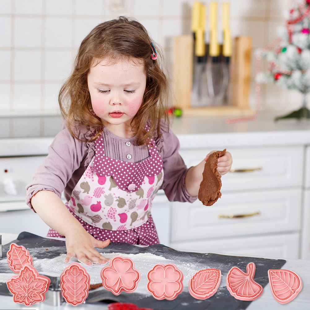 Set di 16 Formine per Biscotti, Fiori e Foglie 3D, Decorazione per Biscotti, Accessori per la Cottura Fai da Te