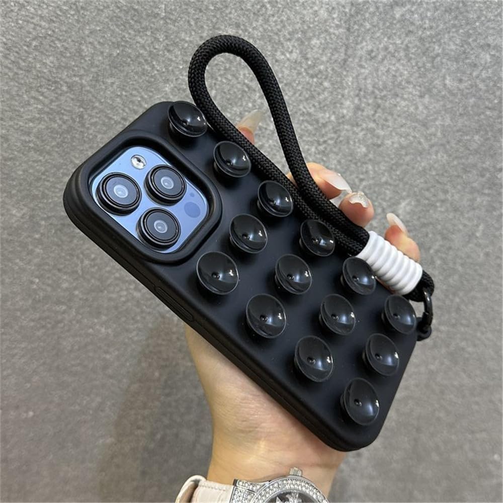 Coque souple avec ventouse 3D et cordon pour iPhone 16 Pro Max - 8