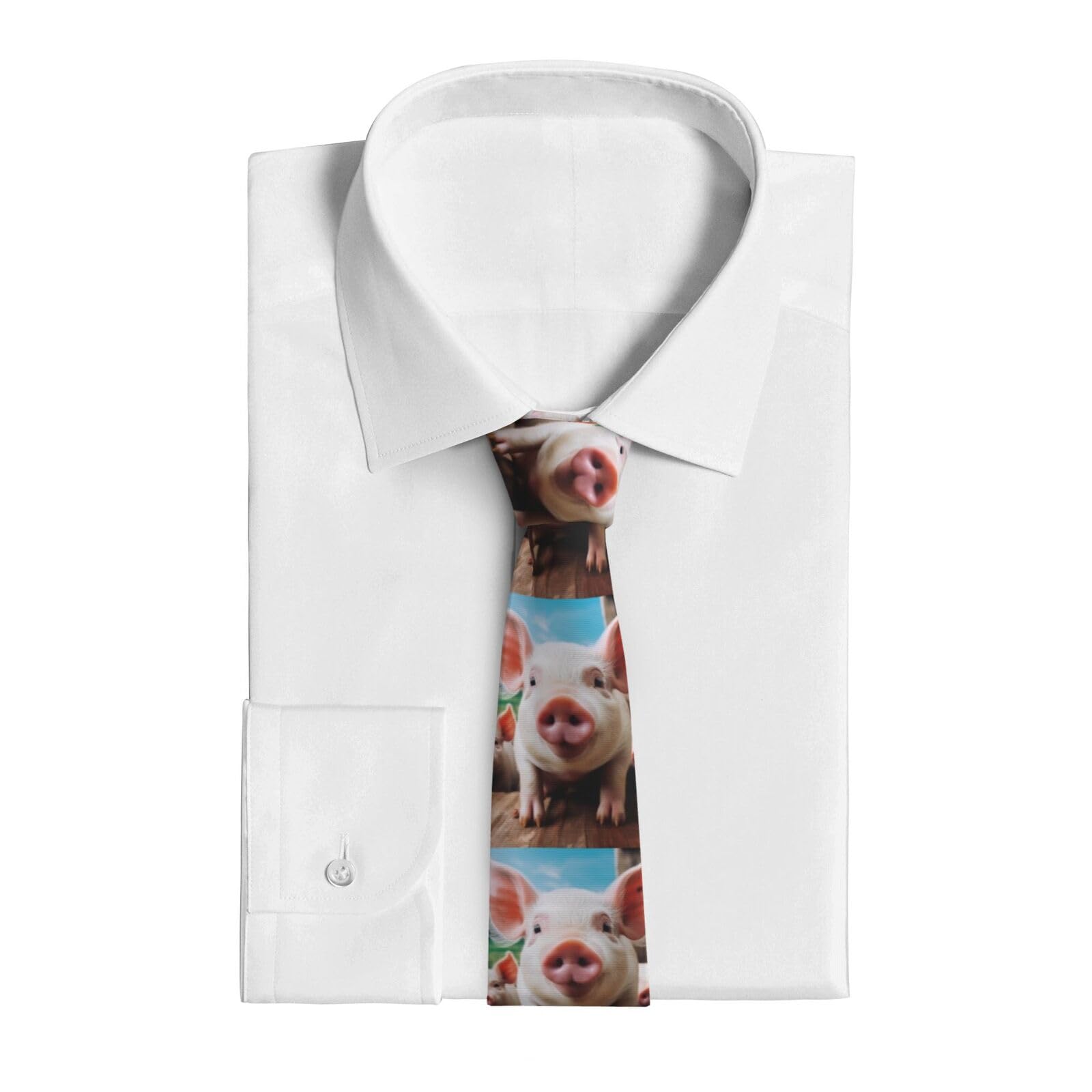 VducK Neckties for Men Business Casual Necktie Men Funny Cute Pig Ties for Weddings Dances Neck Tie for Men