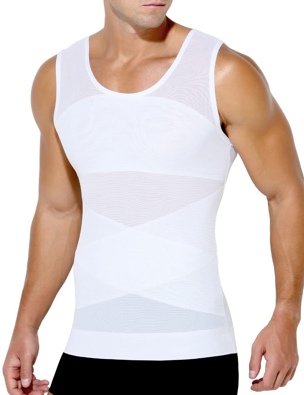Ionic Shaping Vest, 2023 New Men Chest Gynecomastia Compression Top Comfortable and Breathable, Perfect Body, Athletic Shaper Tank Top Abs Abdomen Slim Vest Undershirt (3 Color Clothes + 3 Bracelets)