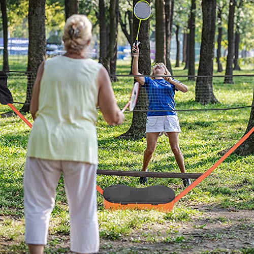 Livebest Portable Badminton Net Set Storage Box Base with 2 Battledores 2 Shuttlecocks Large 10x5 Feet Net for Ball Games Outdoor Team Sports (Orange)