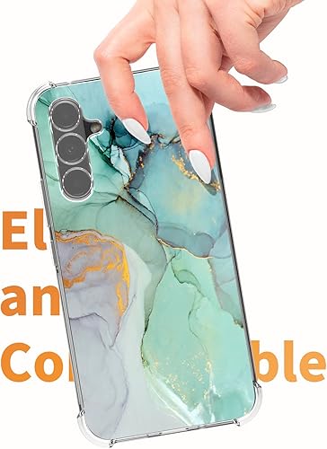Miniatura 5 de Funda para Samsung Galaxy A54 5G con protector de pantalla + protector de lente de cámara, mármol delgado + protección anticaída a prueba de golpes