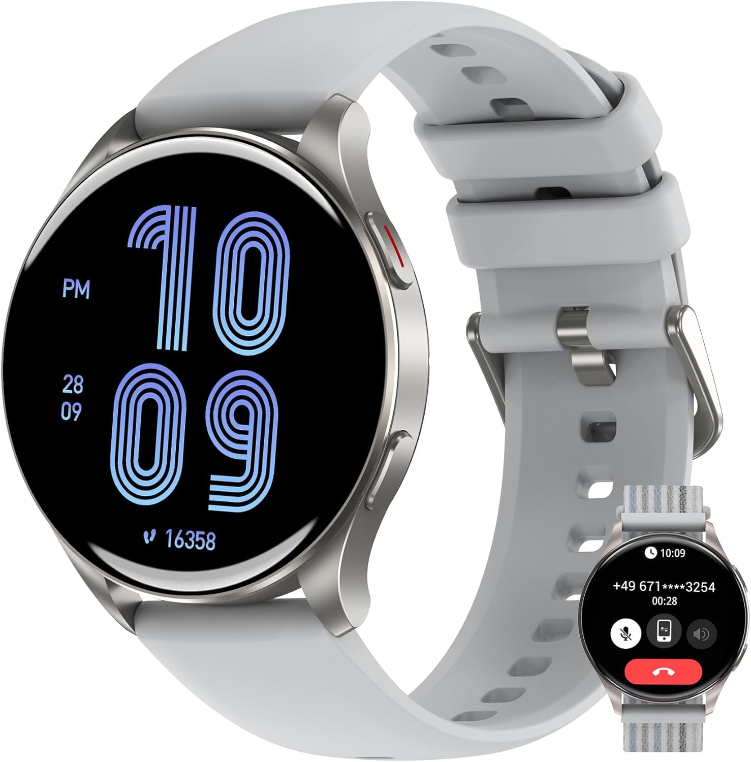 IOWODO Smartwatch Elegante con Display AMOLED 1,43", Chiamate Bluetooth, Orologio Intelligente Uomo Donna IP68, Monitoraggio Salute e Sonno, 110+ Sport, 2 Cinturini, Android iOS