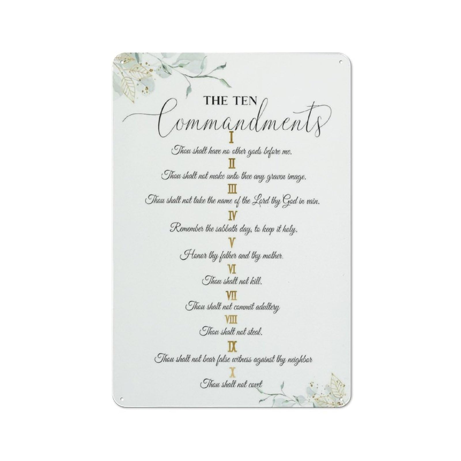 Acdoet Tin-16 Rustic Metal Tin Sign The Ten Commandments Wall Art, God Bible Verses Inspirational Art Prints For Living Room Decor, Christian Sayings Poster Picture, 10 Commandments Art For Office Decor 8X12 Inch