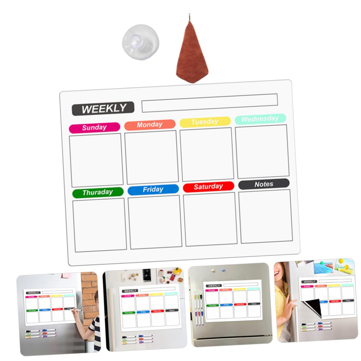 TEHAUX 5 Set bacheca magnetica agenda settimanale frigo magnetico tampone lavagne cancellabili planner settimanale lavagna magnetica agenda giornaliera tavola del pianificatore plastica