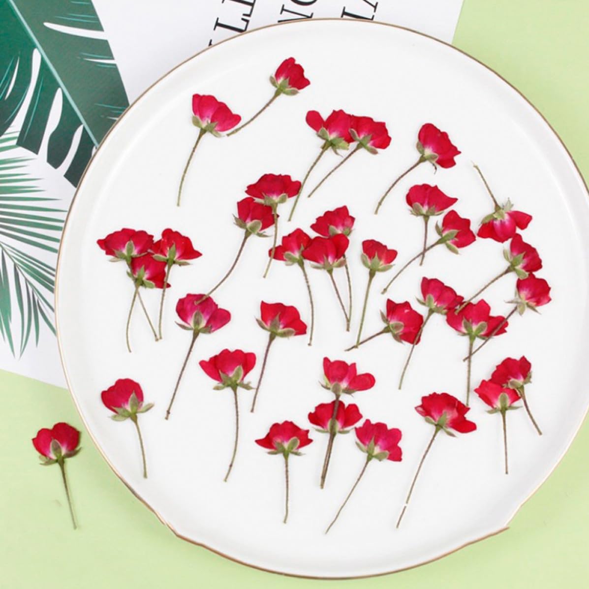 12pcs Dried Rose Buds for DIY Crafts and Handmade Accessories, Beautiful Lifelike Pressed Flowers for Wedding Decorations, Scrapbooking, Invitation Cards, and Album Frame Decor
