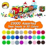 23,000 pcs Fuse Perles Kit pour l'artisanat des enfants, 30 Ensemble de perles en fer couleurs avec 3 Pegboards, 5 Papier à repasser, 10 Patterns, Cadeaux pour Noël, Multicolore 5mm Kit de recharge en vrac de perles fondues par Inscraft