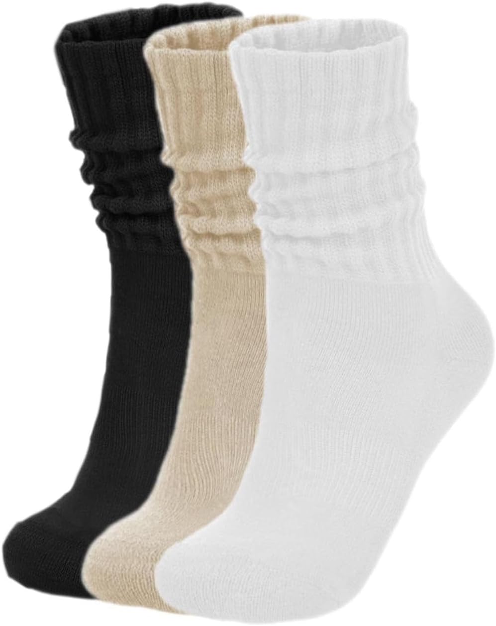 Slouch Socks Cream Scrunch Womens Sweater Cozy Cotton Crew Retro Boot Calf Sock